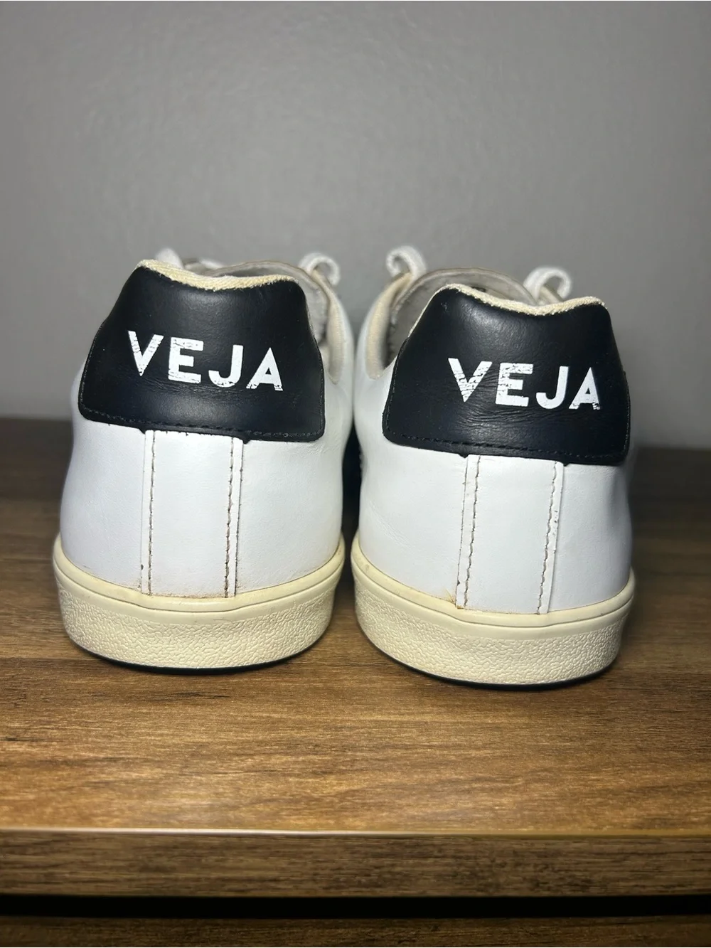 Veja White Leather Sneakers with Black V Detail